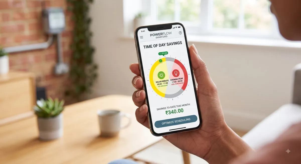 Smartphone app showing Time of Day savings